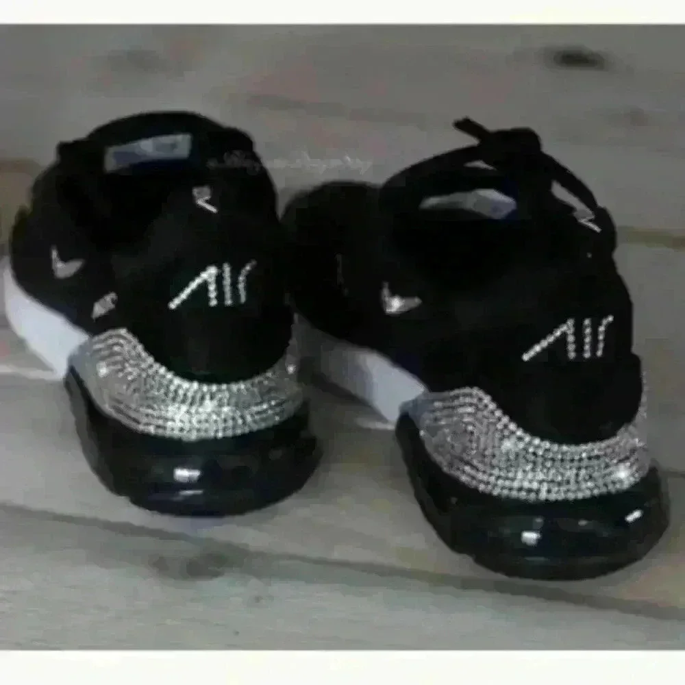 Women's Nike Air Max 270 Black Sneakers made with Swarovski Crystals Custom
